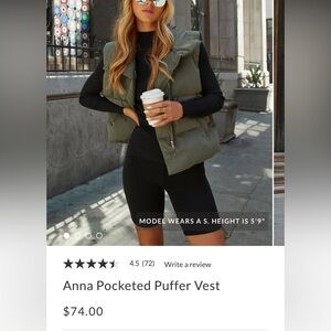 VICI puffer green vest size small